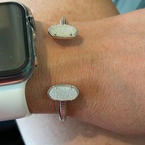 Kendra Scott Elton Silver Cuff Bracelet in Iridescent Drusy